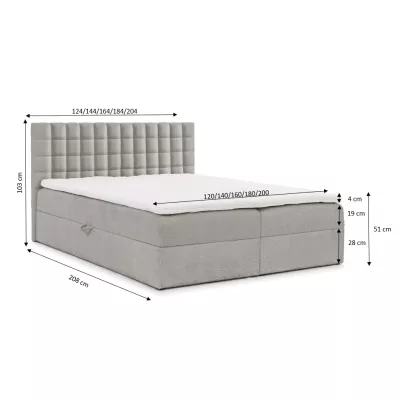 Jednolôžková boxspringová posteľ 120x200 SALOMA - fľaškovo zelená + topper