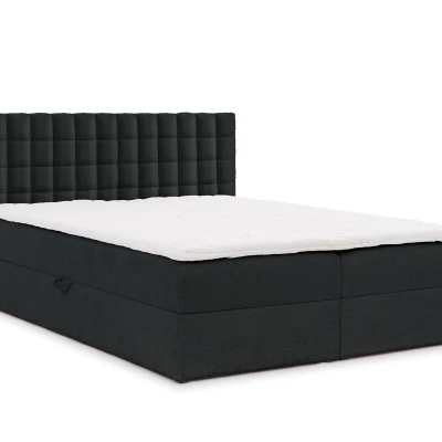 Manželská boxspringová posteľ 140x200 SALOMA - čierna + topper