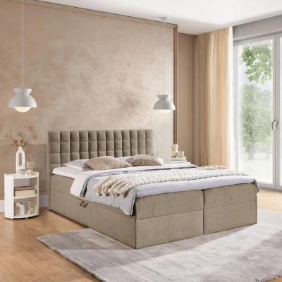 Manželská boxspringová posteľ 140x200 SALOMA - šedá + topper