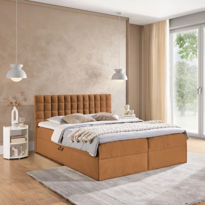 Manželská boxspringová posteľ 140x200 SALOMA - hnedá + topper