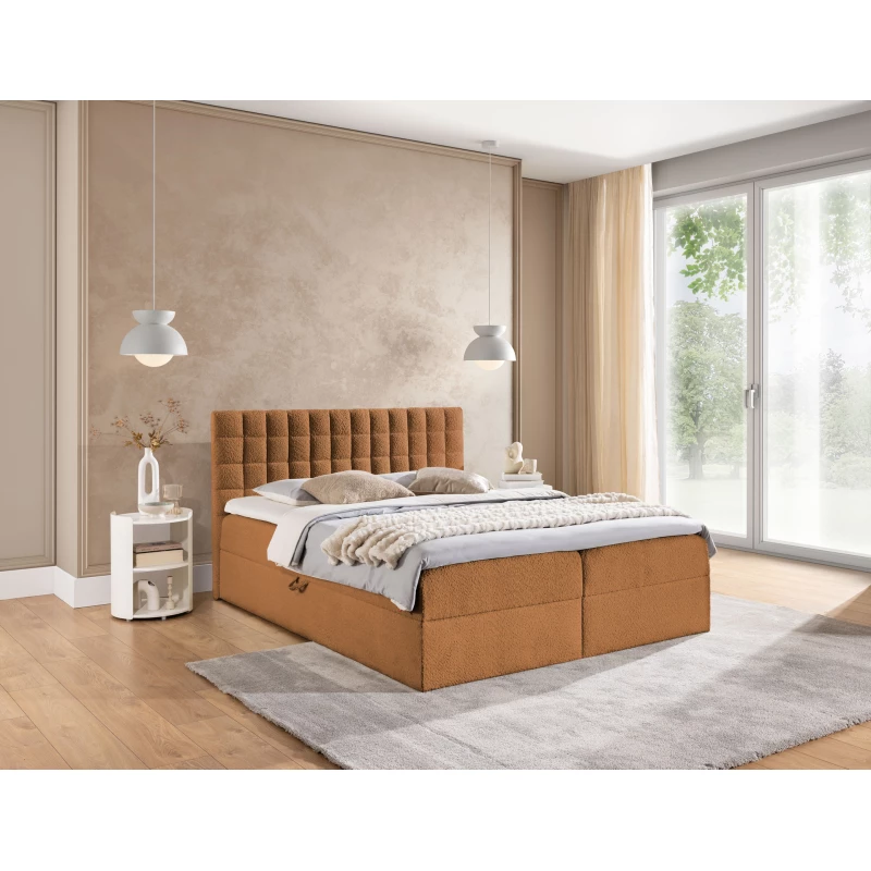 Manželská boxspringová posteľ 140x200 SALOMA - hnedá + topper
