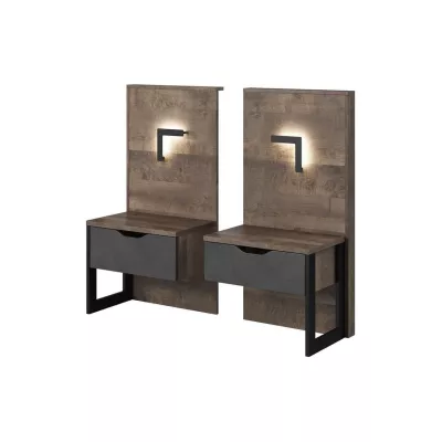 Súprava 2x nočný stolík GORDO - dub sand grande / matera + LED osvetlenie ZDARMA