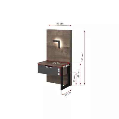 Súprava 2x nočný stolík GORDO - dub sand grande / matera + LED osvetlenie ZDARMA