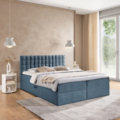 Manželská boxspringová posteľ 140x200 SALOMA - modrá + topper