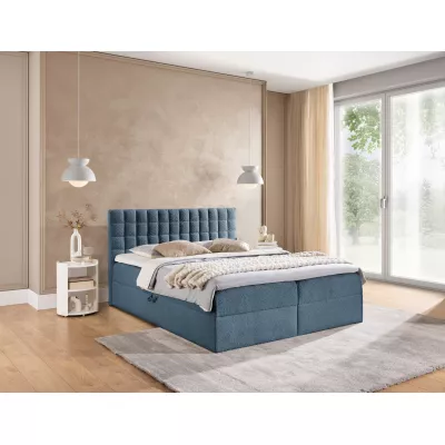 Manželská boxspringová posteľ 140x200 SALOMA - modrá + topper