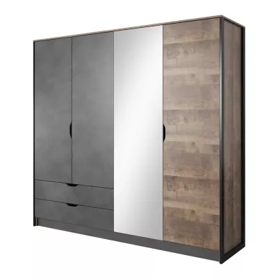 Šatníková skriňa so zrkadlom 220 cm GORDO - dub sand grande / matera