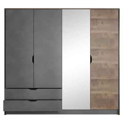 Šatníková skriňa so zrkadlom 220 cm GORDO - dub sand grande / matera
