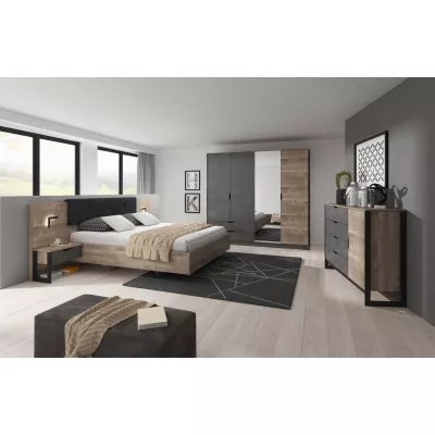 Šatníková skriňa so zrkadlom 220 cm GORDO - dub sand grande / matera