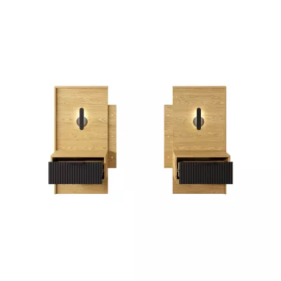 Súprava 2x nočný stolík BRENT - dub baltic / čierny + LED osvetlenie ZDARMA