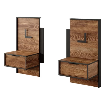 Súprava 2x nočný stolík CALERA - gaštan / antracitový + LED osvetlenie ZDARMA