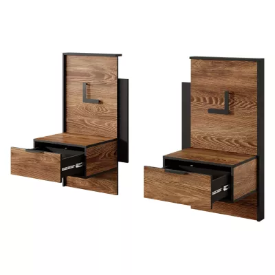 Súprava 2x nočný stolík CALERA - gaštan / antracitový + LED osvetlenie ZDARMA