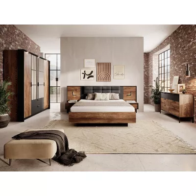 Manželská posteľ s úložným priestorom 160x200 CALERA - gaštan / antracitová