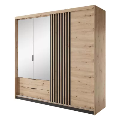 Šatníková skriňa so zrkadlom 220 cm REFORM - dub artisan / antracitová