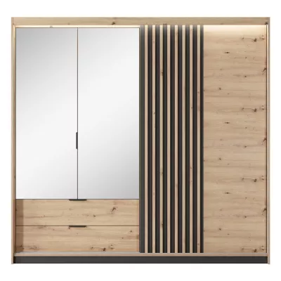 Šatníková skriňa so zrkadlom 220 cm REFORM - dub artisan / antracitová