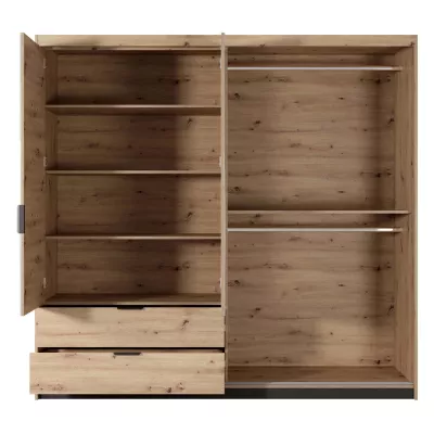 Šatníková skriňa so zrkadlom 220 cm REFORM - dub artisan / antracitová