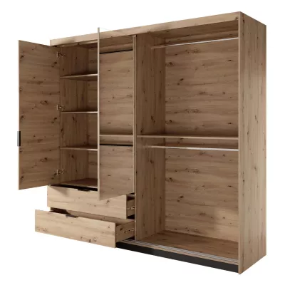 Šatníková skriňa so zrkadlom 220 cm REFORM - dub artisan / antracitová