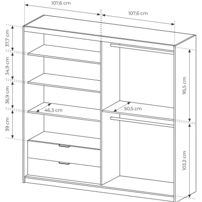 Šatníková skriňa so zrkadlom 220 cm REFORM - dub artisan / antracitová