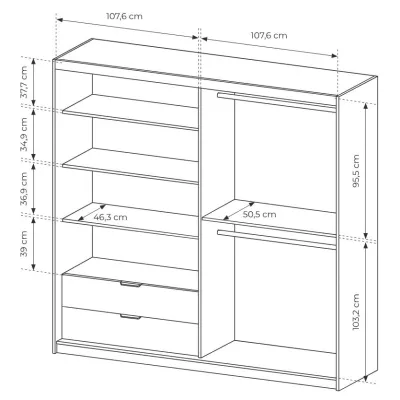 Šatníková skriňa so zrkadlom 220 cm REFORM - dub artisan / antracitová