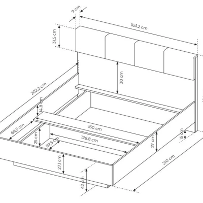 Manželská posteľ s úložným priestorom 160x200 REFORM - dub artisan / antracitová