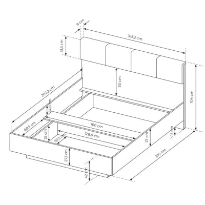 Manželská posteľ s úložným priestorom 160x200 REFORM - dub artisan / antracitová