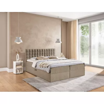 Manželská boxspringová posteľ 160x200 SALOMA - šedá + topper