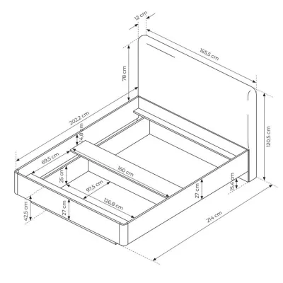 Manželská posteľ s úložným priestorom 160x200 TROY - dub barista