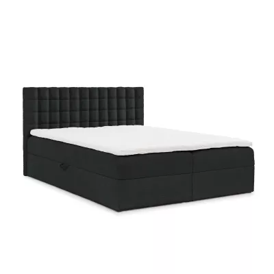 Manželská boxspringová posteľ 180x200 SALOMA - čierna + topper