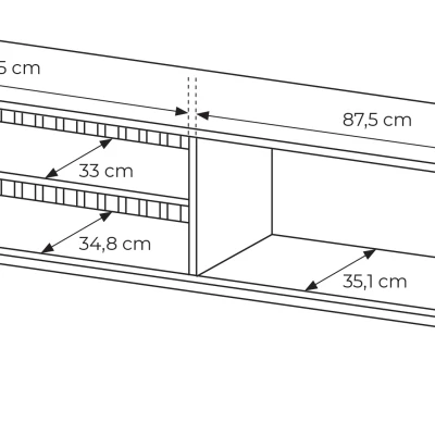 TV stolík 180 cm DEMOPOLIS - dub evoke / čierny + LED osvetlenie ZDARMA