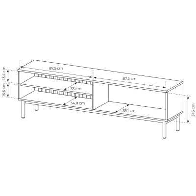 TV stolík 180 cm DEMOPOLIS - dub evoke / čierny + LED osvetlenie ZDARMA