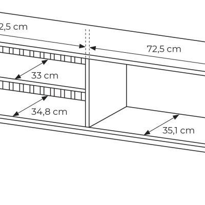 TV stolík 150 cm DEMOPOLIS - dub evoke / čierny + LED osvetlenie ZDARMA