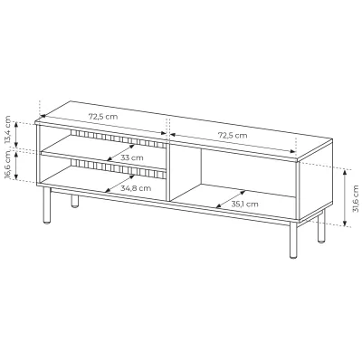 TV stolík 150 cm DEMOPOLIS - dub evoke / čierny + LED osvetlenie ZDARMA