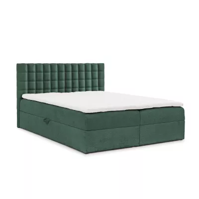 Manželská boxspringová posteľ 180x200 SALOMA - fľaškovo zelená + topper