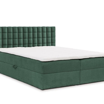 Manželská boxspringová posteľ 200x200 SALOMA - fľaškovo zelená + topper