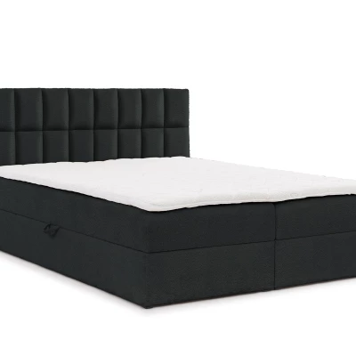Manželská čalúnená posteľ 180x200 ALIBINA - čierna + topper