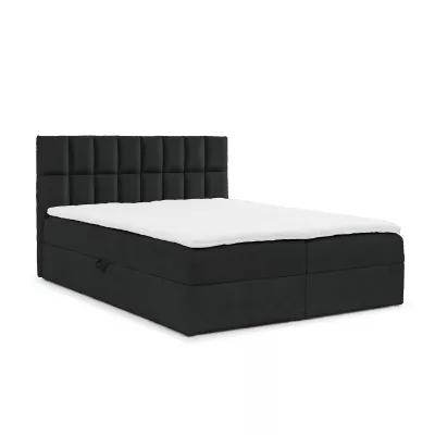 Manželská čalúnená posteľ 180x200 ALIBINA - čierna + topper