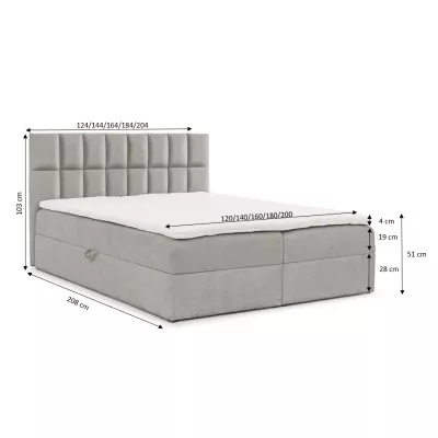 Manželská čalúnená posteľ 180x200 ALIBINA - čierna + topper