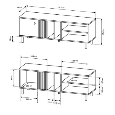 Stolík pod televízor 138 cm CHATOM - dub artisan / antracitový