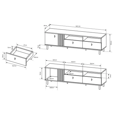 Stolík pod televízor 165 cm CHATOM - dub artisan / antracitový