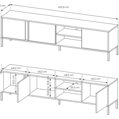 Televízny stolík 203 cm SLOCOMB - béžový