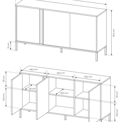 Široká komoda s dvierkami 153 cm SLOCOMB - béžová