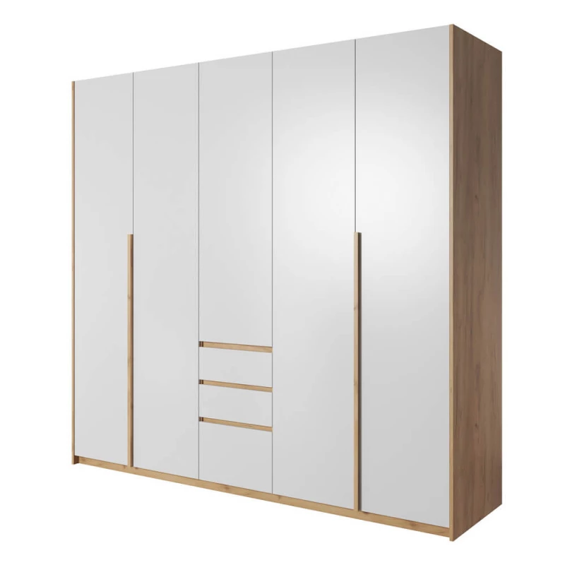 Veľká šatníková skriňa 230 cm HELFIN - dub kraft zlatý / biela