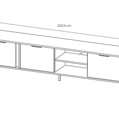 Široký TV stolík 203 cm HARTSELE - antracitový