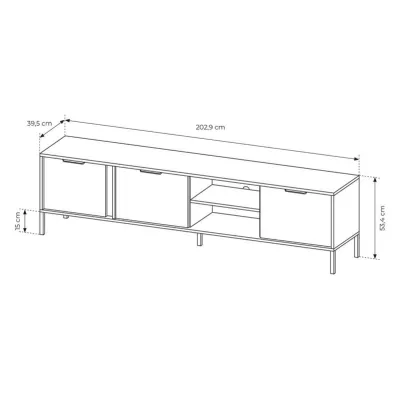 Široký TV stolík 203 cm HARTSELE - antracitový