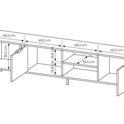 Široký TV stolík 203 cm HARTSELE - antracitový