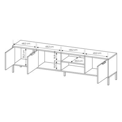 Široký TV stolík 203 cm HARTSELE - antracitový