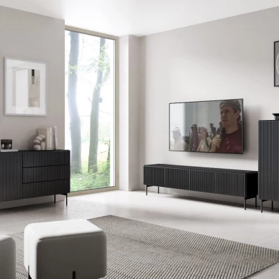Široký televízny stolík BOAZ - čierny