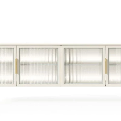 Presklený TV stolík SULIGENT - kašmír + LED osvetlenie ZDARMA