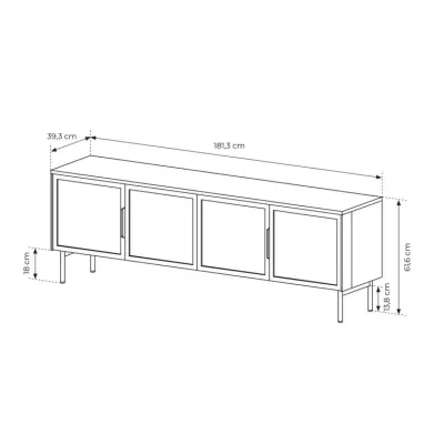 Presklený TV stolík SULIGENT - dub dunin / čierny + LED osvetlenie ZDARMA