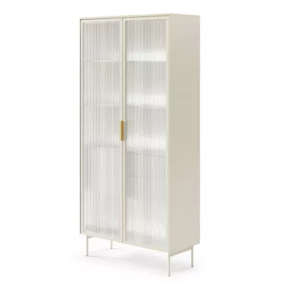 Vysoká vitrína SULIGENT - kašmír + LED osvetlenie ZDARMA