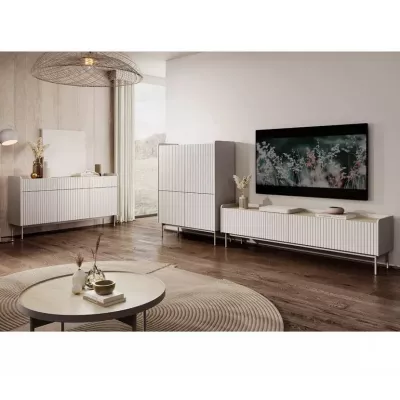 Široký TV stolík 181 cm MATION - dub scandi / béžový